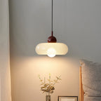 Lampa Wisząca Skandynawska z Szklanym Kloszem w Kształcie Dysku