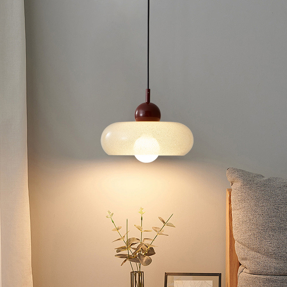 Lampa Wisząca Skandynawska z Szklanym Kloszem w Kształcie Dysku