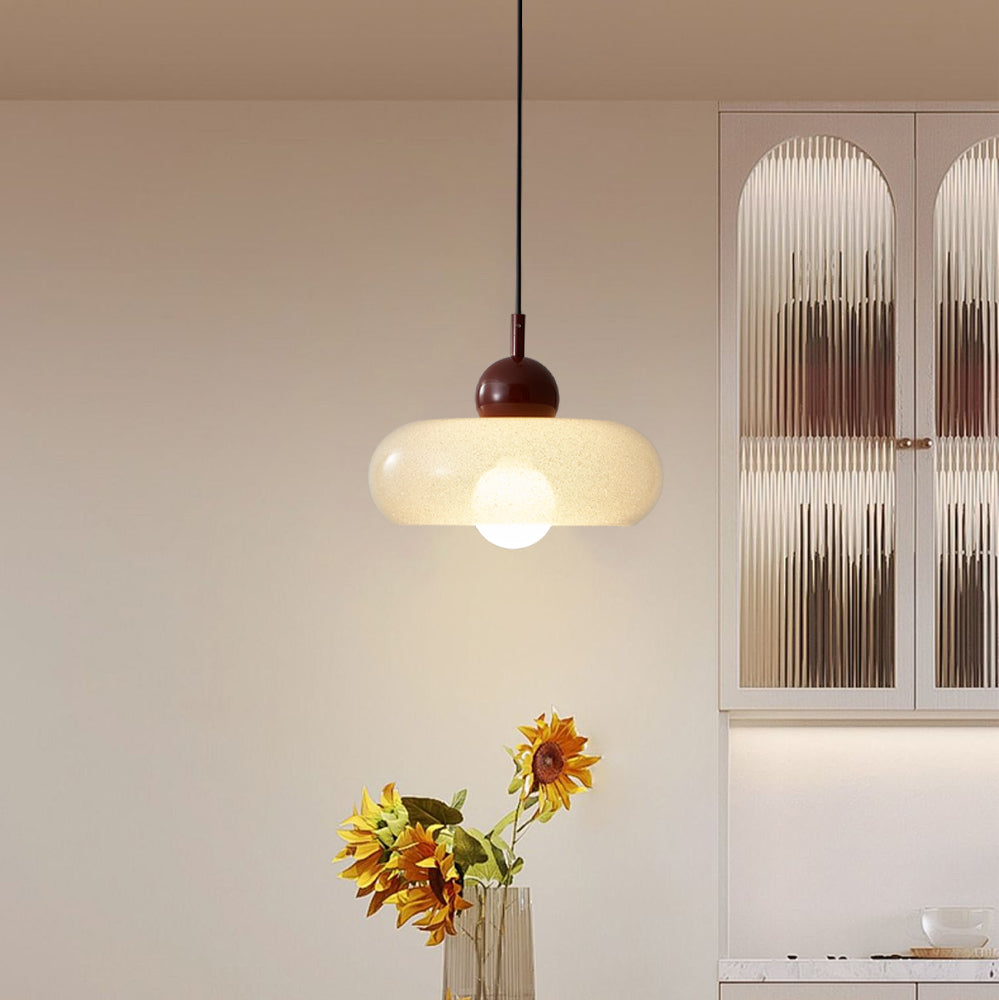 Lampa Wisząca Skandynawska z Szklanym Kloszem w Kształcie Dysku