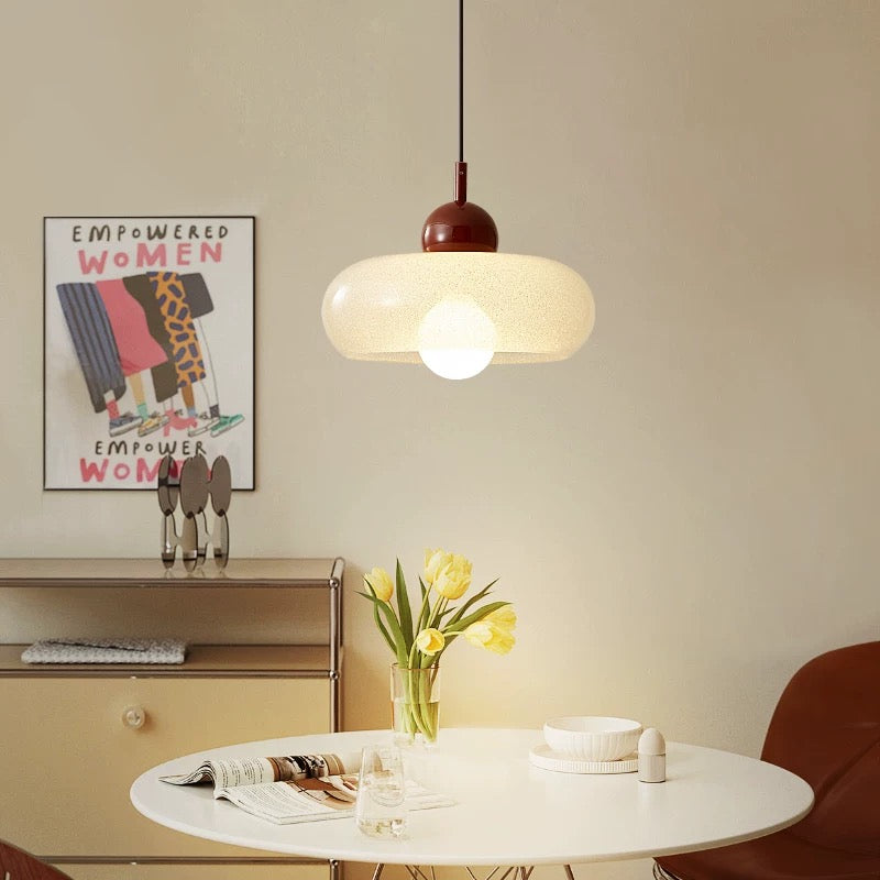 Lampa Wisząca Skandynawska z Szklanym Kloszem w Kształcie Dysku ##POS:5##