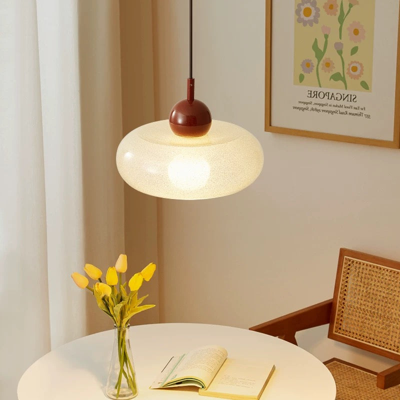 Lampa Wisząca Skandynawska z Szklanym Kloszem w Kształcie Dysku