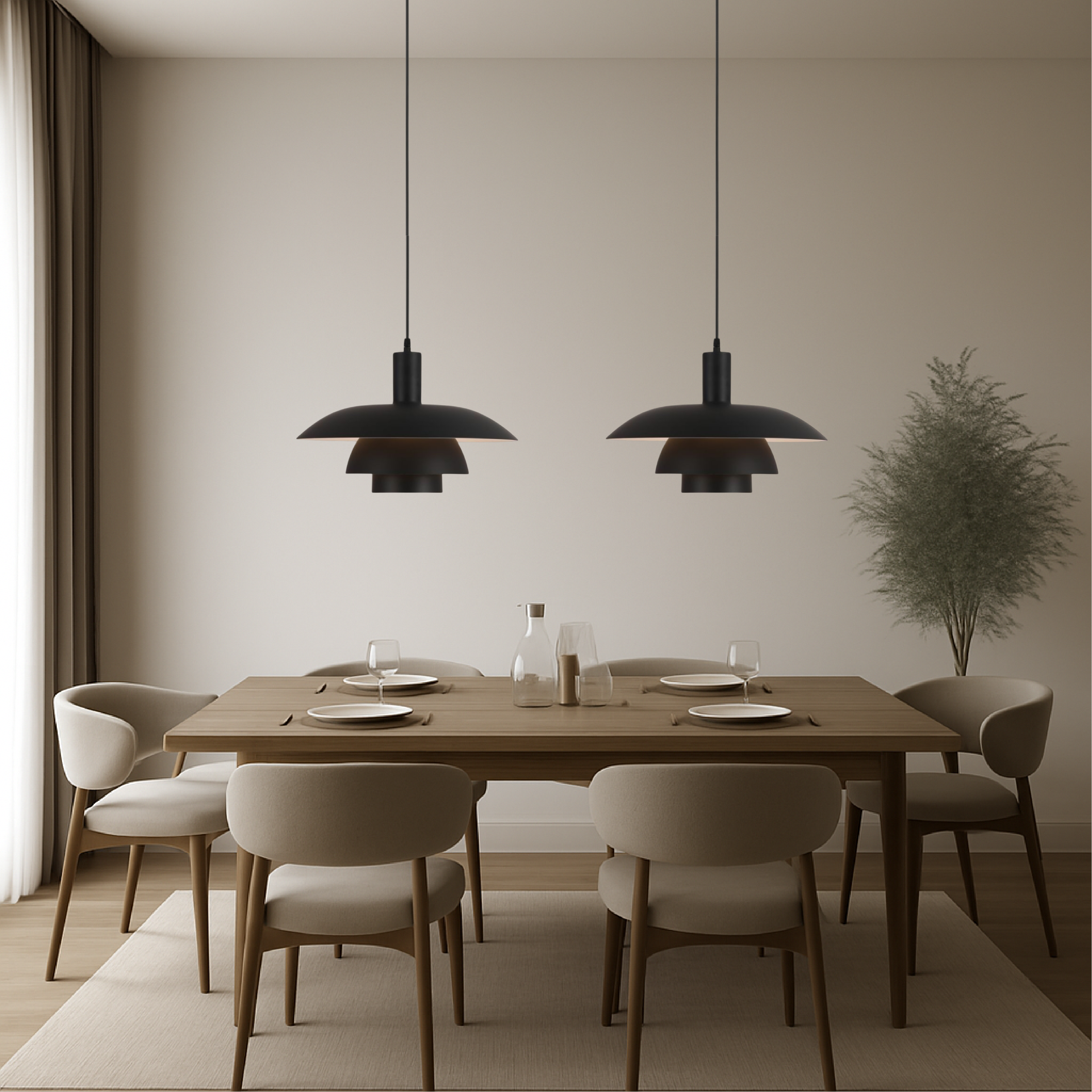 Lampa Wisząca Skandynawska z Wielopoziomowym Kloszem