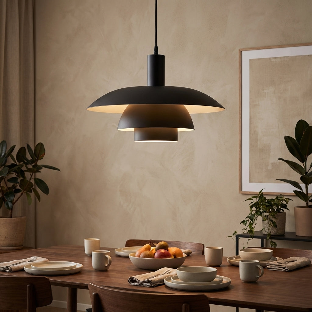 Lampa Wisząca Skandynawska z Wielopoziomowym Kloszem