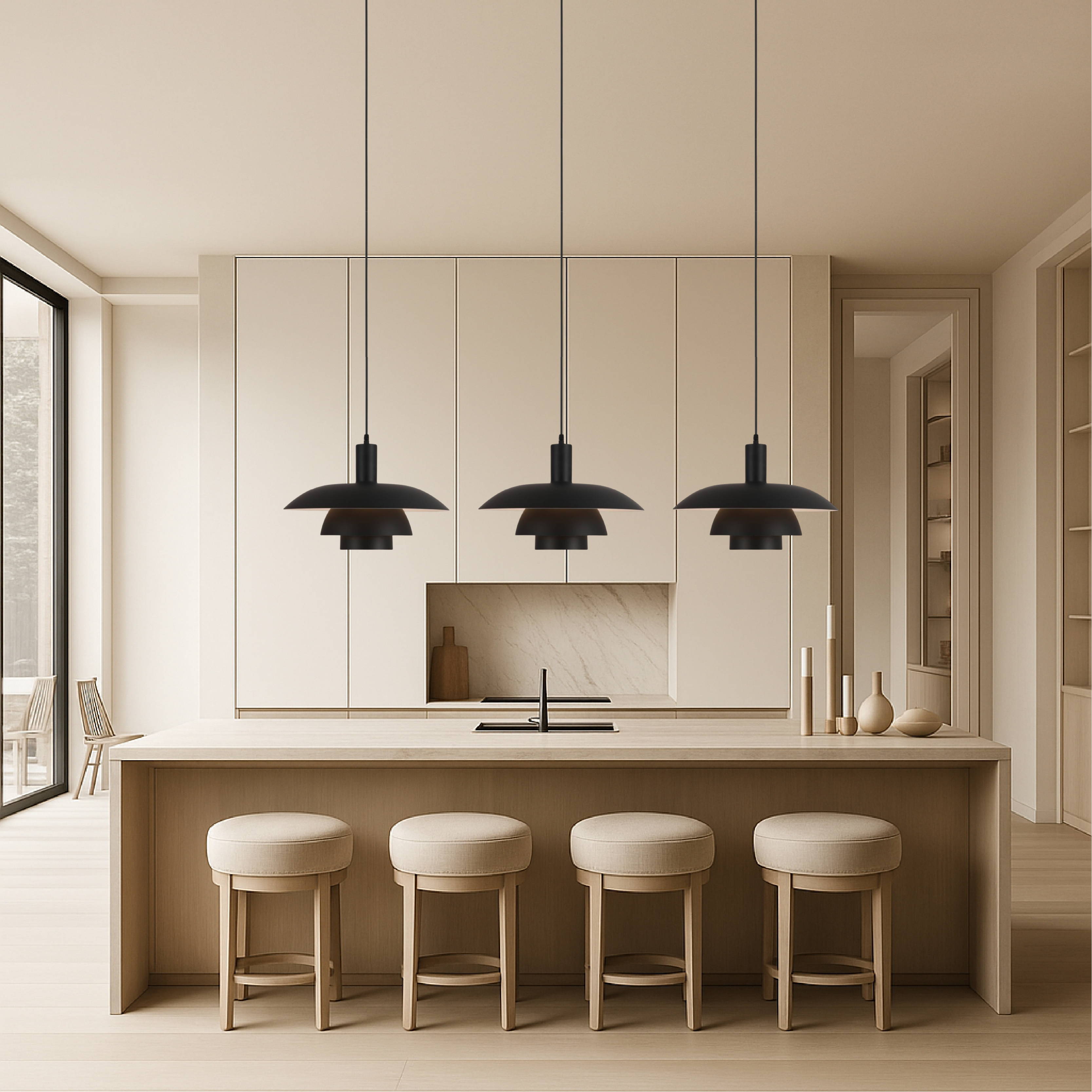 Lampa Wisząca Skandynawska z Wielopoziomowym Kloszem