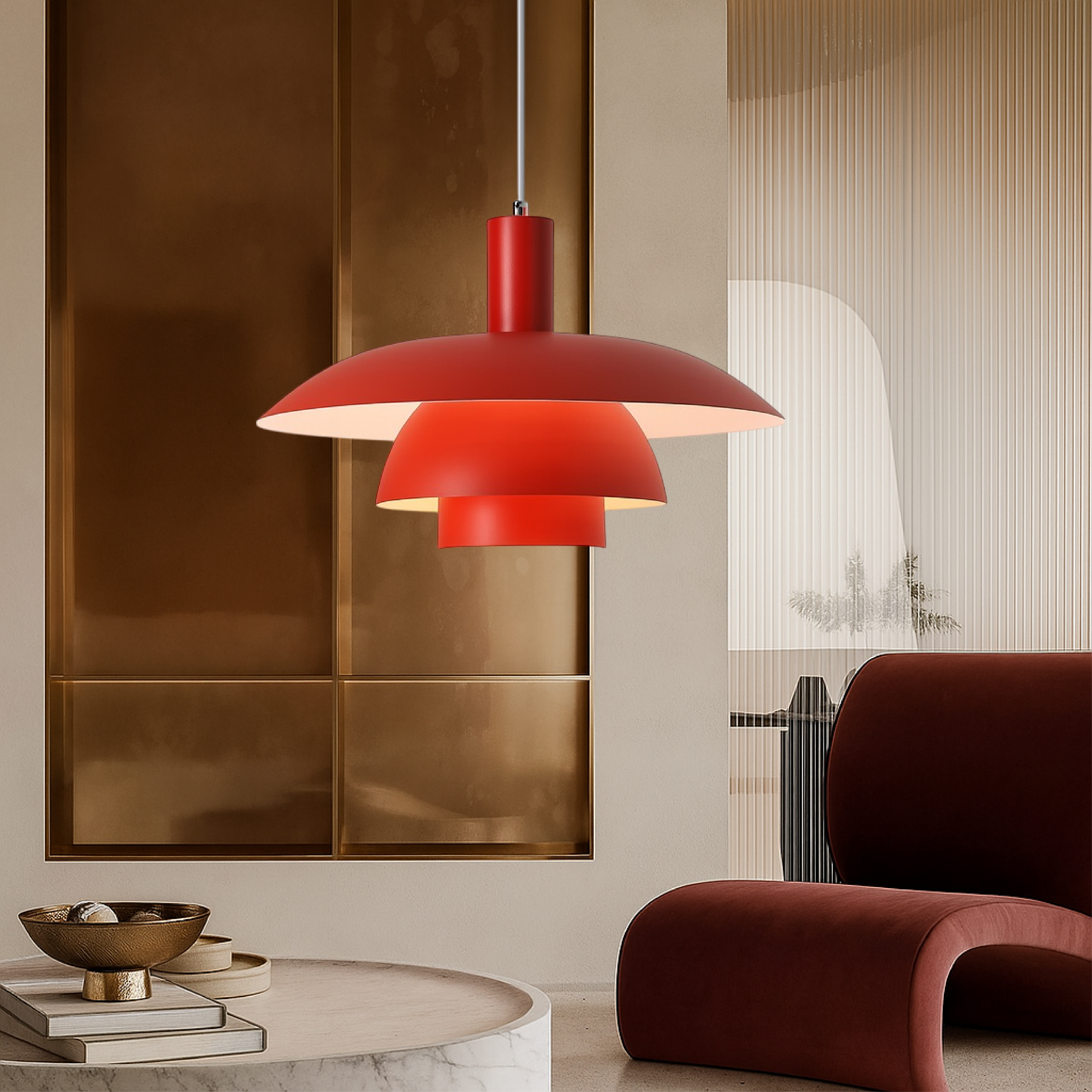 Lampa Wisząca Skandynawska z Wielopoziomowym Kloszem