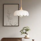 Lampa Wisząca Vintage Tulipanowa z Kloszem Szklanym i Oprawką Mosiężną