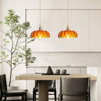 Lampa Wisząca Vintage Tulipanowa z Kloszem Szklanym i Oprawką Mosiężną