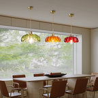 Lampa Wisząca Vintage Tulipanowa z Kloszem Szklanym i Oprawką Mosiężną