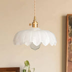 Lampa Wisząca Vintage Tulipanowa z Kloszem Szklanym i Oprawką Mosiężną