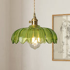 Lampa Wisząca Vintage Tulipanowa z Kloszem Szklanym i Oprawką Mosiężną