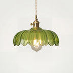 Lampa Wisząca Vintage Tulipanowa z Kloszem Szklanym i Oprawką Mosiężną