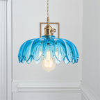 Lampa Wisząca Vintage Tulipanowa z Kloszem Szklanym i Oprawką Mosiężną