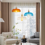 Lampa Wisząca Vintage Tulipanowa z Kloszem Szklanym i Oprawką Mosiężną