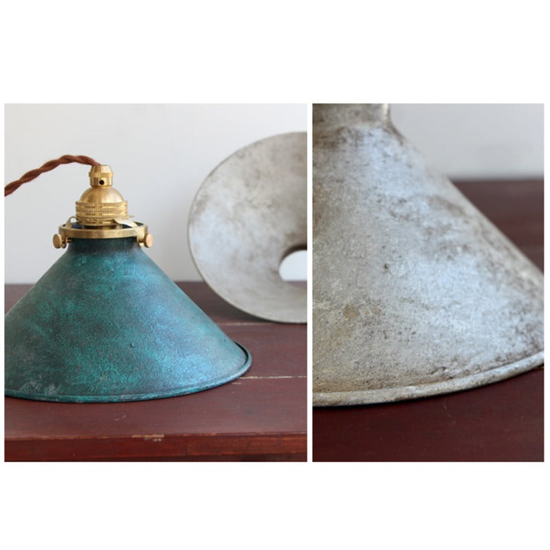 Lampa Wisząca Vintage Wiejska Stożkowa Metalowa z Mosiężnym Wykończeniem