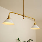 Lampa Wisząca Vintage z Dwiema Kloszami i Mosiężną Ramą