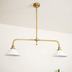 Lampa Wisząca Vintage z Dwiema Kloszami i Mosiężną Ramą