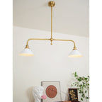 Lampa Wisząca Vintage z Dwiema Kloszami i Mosiężną Ramą