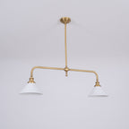 Lampa Wisząca Vintage z Dwiema Kloszami i Mosiężną Ramą