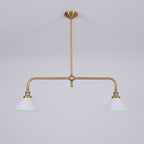 Lampa Wisząca Vintage z Dwiema Kloszami i Mosiężną Ramą