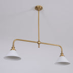 Lampa Wisząca Vintage z Dwiema Kloszami i Mosiężną Ramą