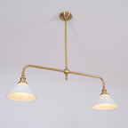 Lampa Wisząca Vintage z Dwiema Kloszami i Mosiężną Ramą