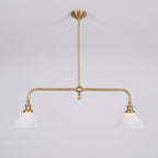 Lampa Wisząca Vintage z Dwiema Kloszami i Mosiężną Ramą