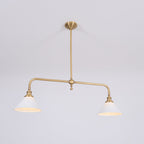 Lampa Wisząca Vintage z Dwiema Kloszami i Mosiężną Ramą
