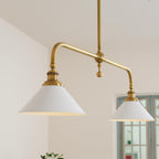 Lampa Wisząca Vintage z Dwiema Kloszami i Mosiężną Ramą