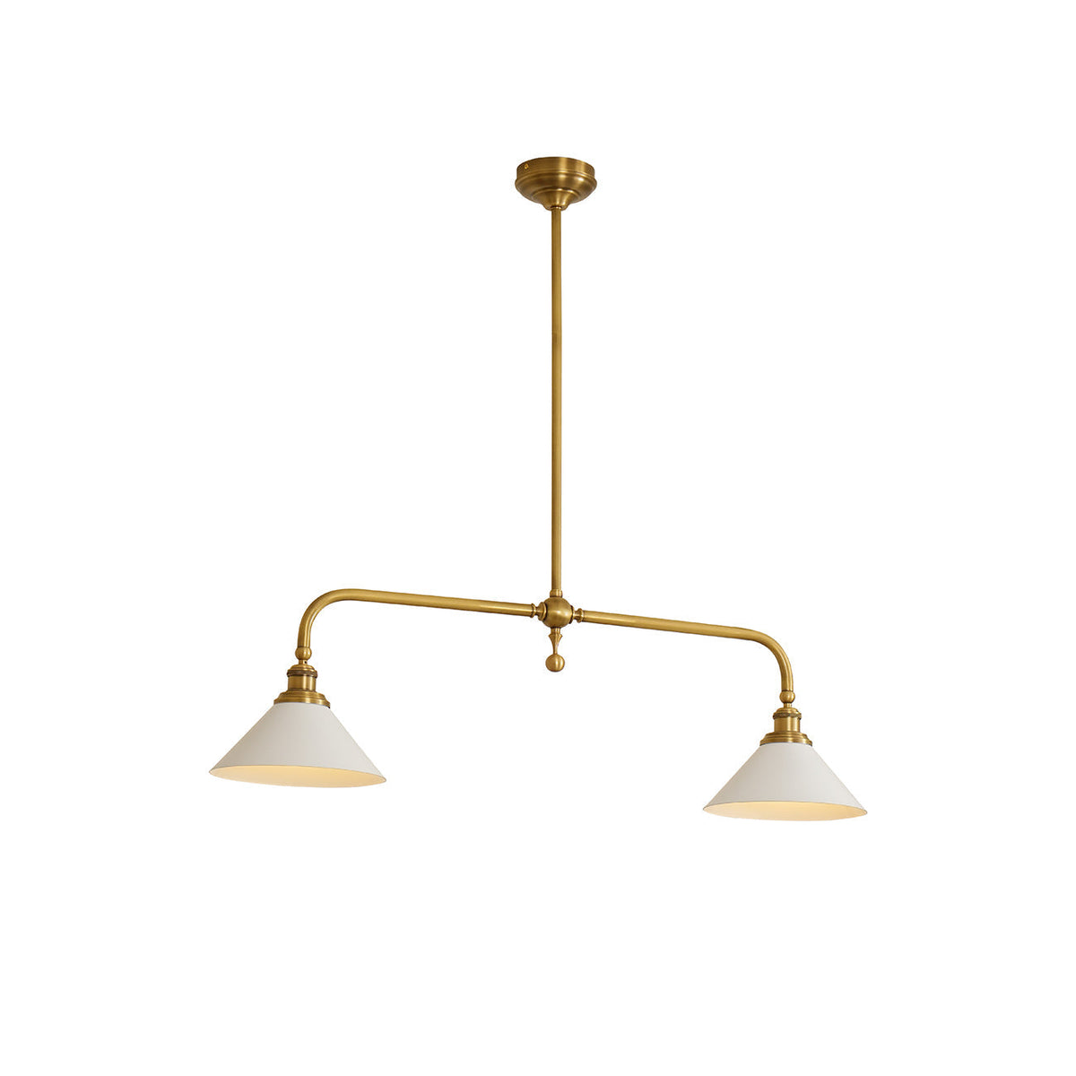 Lampa Wisząca Vintage z Dwiema Kloszami i Mosiężną Ramą