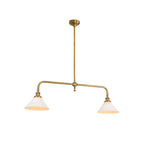 Lampa Wisząca Vintage z Dwiema Kloszami i Mosiężną Ramą