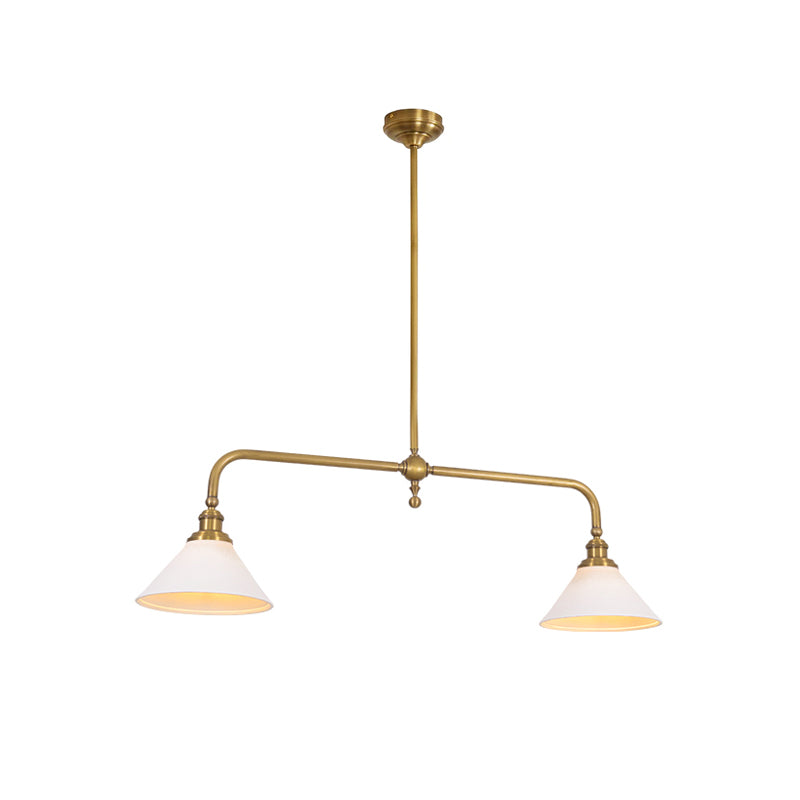 Lampa Wisząca Vintage z Dwiema Kloszami i Mosiężną Ramą