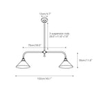 Lampa Wisząca Vintage z Dwiema Kloszami i Mosiężną Ramą