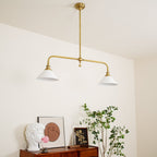 Lampa Wisząca Vintage z Dwiema Kloszami i Mosiężną Ramą