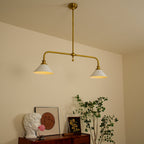 Lampa Wisząca Vintage z Dwiema Kloszami i Mosiężną Ramą