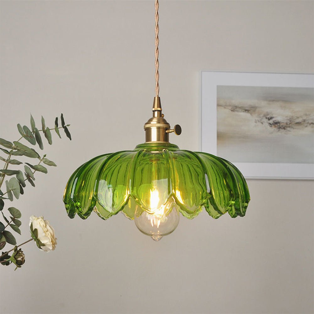 Lampa Wisząca Vintage z Kloszem w Kształcie Kwiatu