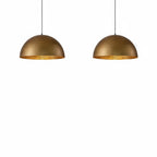 Lampa Wisząca Vintage z Metalowym Kloszem Kopułowym i Złotym Wnętrzem