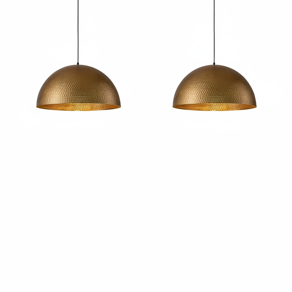 Lampa Wisząca Vintage z Metalowym Kloszem Kopułowym i Złotym Wnętrzem