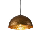 Lampa Wisząca Vintage z Metalowym Kloszem Kopułowym i Złotym Wnętrzem