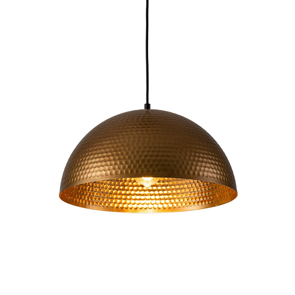Lampa Wisząca Vintage z Metalowym Kloszem Kopułowym i Złotym Wnętrzem