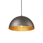 Lampa Wisząca Vintage z Metalowym Kloszem Kopułowym i Złotym Wnętrzem