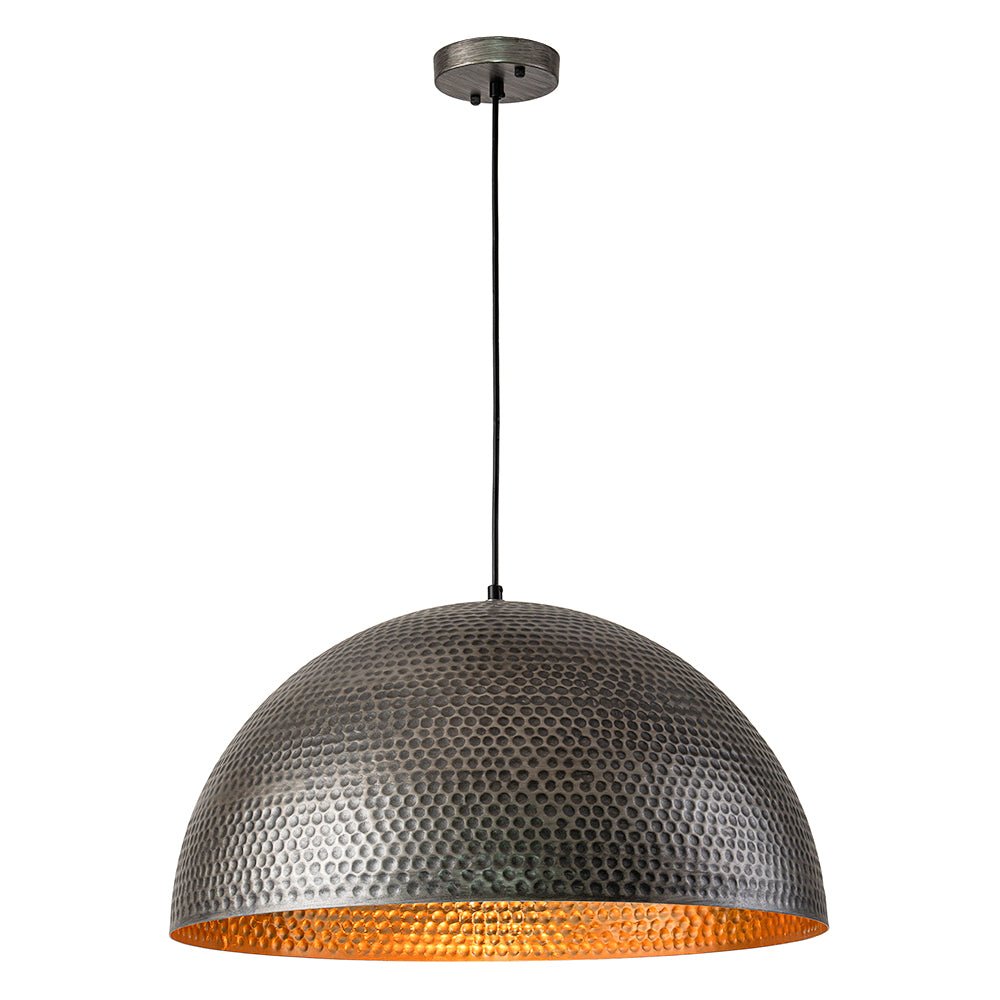 Lampa Wisząca Vintage z Metalowym Kloszem Kopułowym i Złotym Wnętrzem