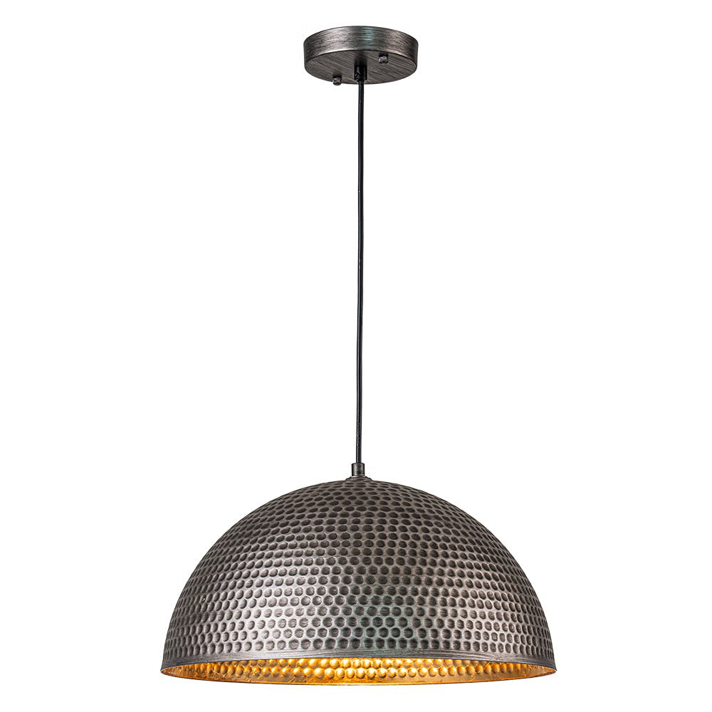 Lampa Wisząca Vintage z Metalowym Kloszem Kopułowym i Złotym Wnętrzem