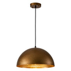 Lampa Wisząca Vintage z Metalowym Kloszem Kopułowym i Złotym Wnętrzem