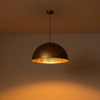 Lampa Wisząca Vintage z Metalowym Kloszem Kopułowym i Złotym Wnętrzem