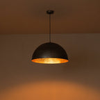 Lampa Wisząca Vintage z Metalowym Kloszem Kopułowym i Złotym Wnętrzem