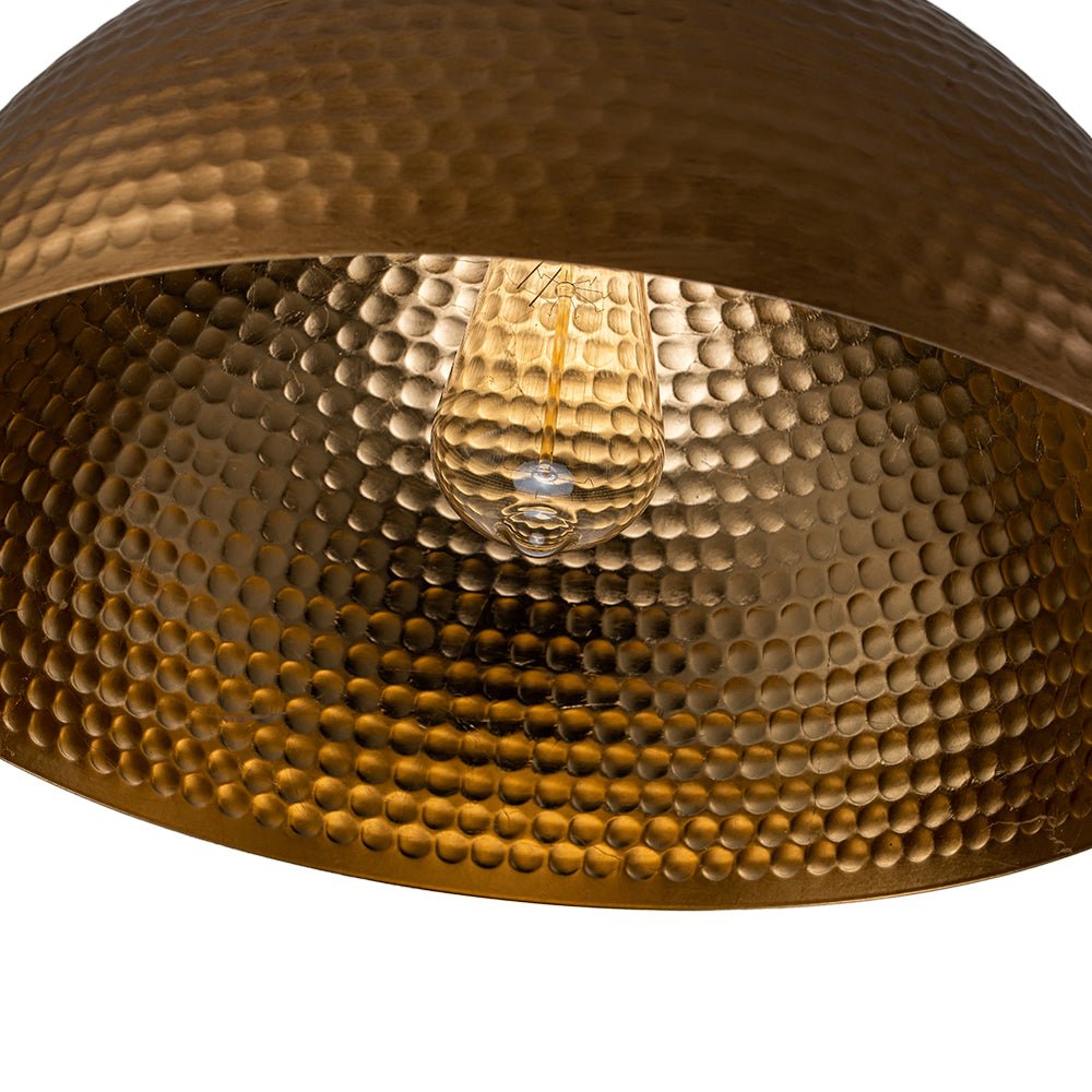 Lampa Wisząca Vintage z Metalowym Kloszem Kopułowym i Złotym Wnętrzem