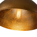 Lampa Wisząca Vintage z Metalowym Kloszem Kopułowym i Złotym Wnętrzem