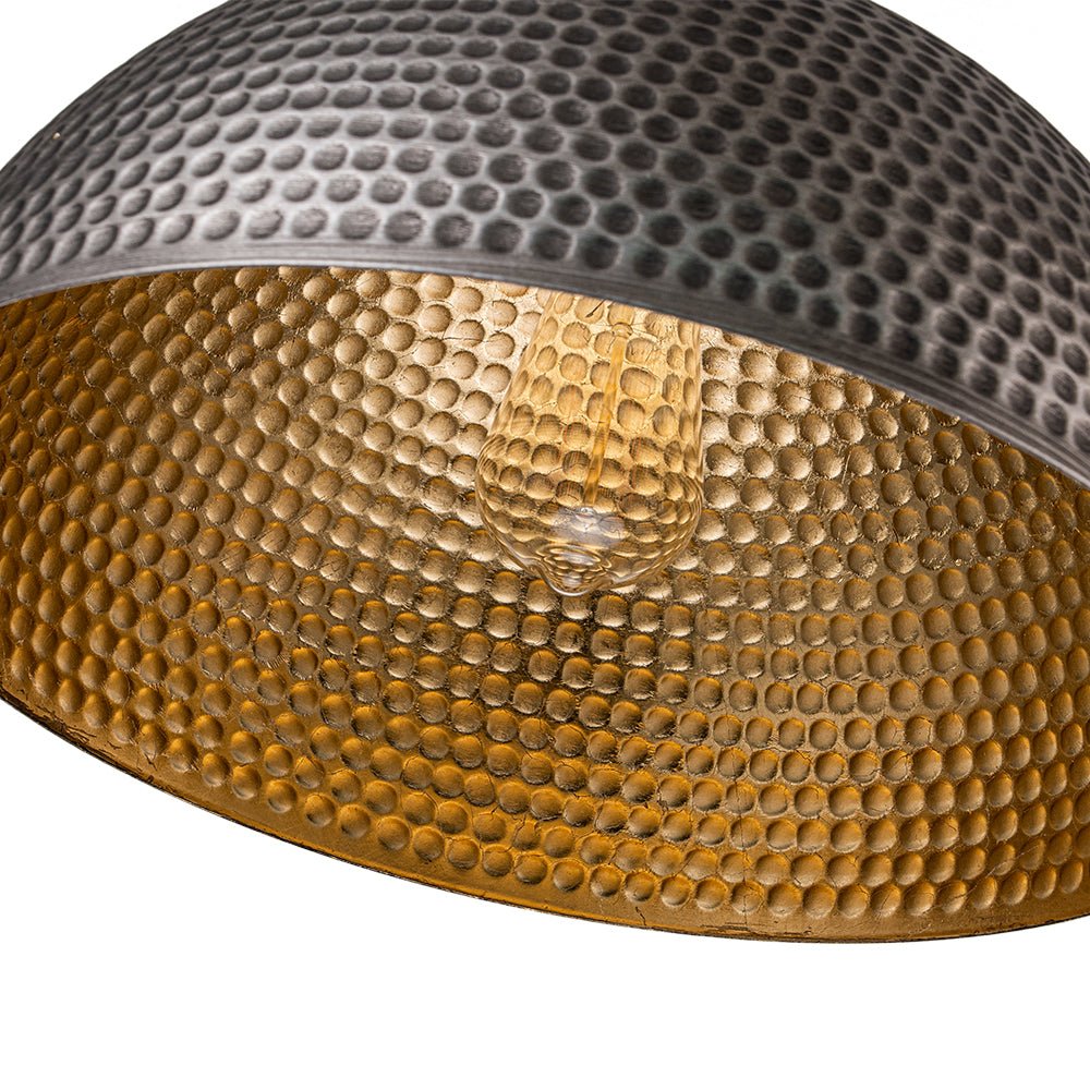 Lampa Wisząca Vintage z Metalowym Kloszem Kopułowym i Złotym Wnętrzem