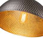 Lampa Wisząca Vintage z Metalowym Kloszem Kopułowym i Złotym Wnętrzem