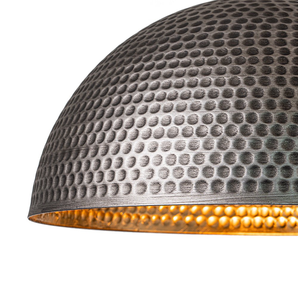 Lampa Wisząca Vintage z Metalowym Kloszem Kopułowym i Złotym Wnętrzem